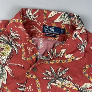 Polo Ralph Lauren Mens Large Aloha Hawaiii Graphic Classic Fit Casual Shirt Red